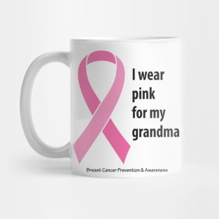 Breast cancer ribbon for grandma, with black type Mug